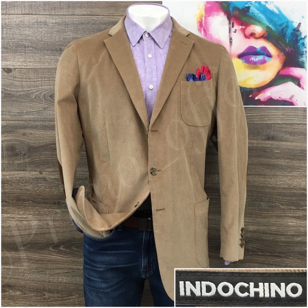 Indochino Mens Blazer Sport Coat 3 Button Jacket Corduroy‎ 46L Casual Tailored